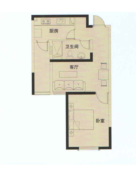 一房: 建筑面积约50㎡